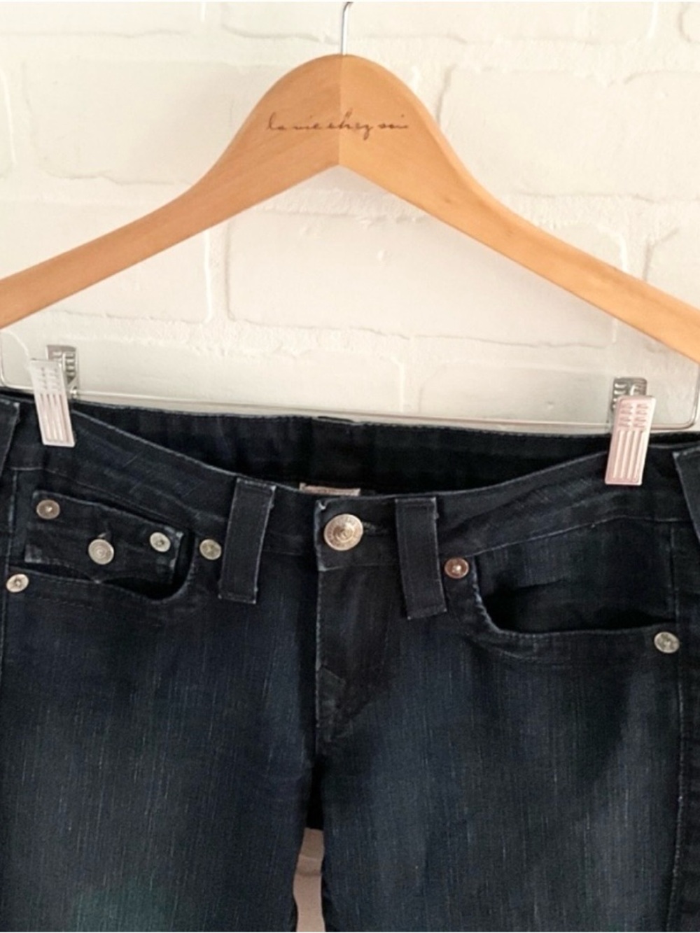 True Religion Y2K Becky Flare Jeans Low Rise Stretch USA Sz 28 - Picture 5 of 16